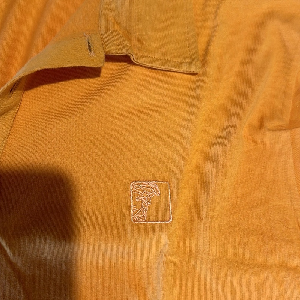 Versace polo short sleeve in orange with embroidered Medusa emblem in XXL